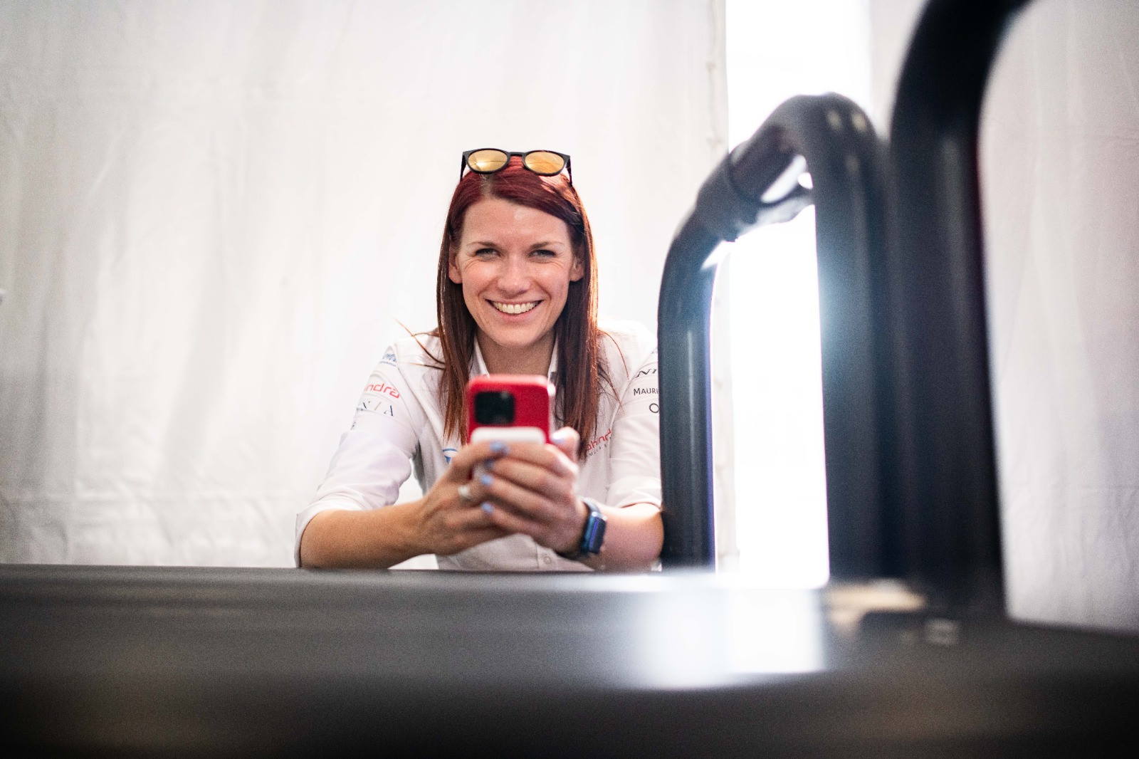 PR manager with phone in hand