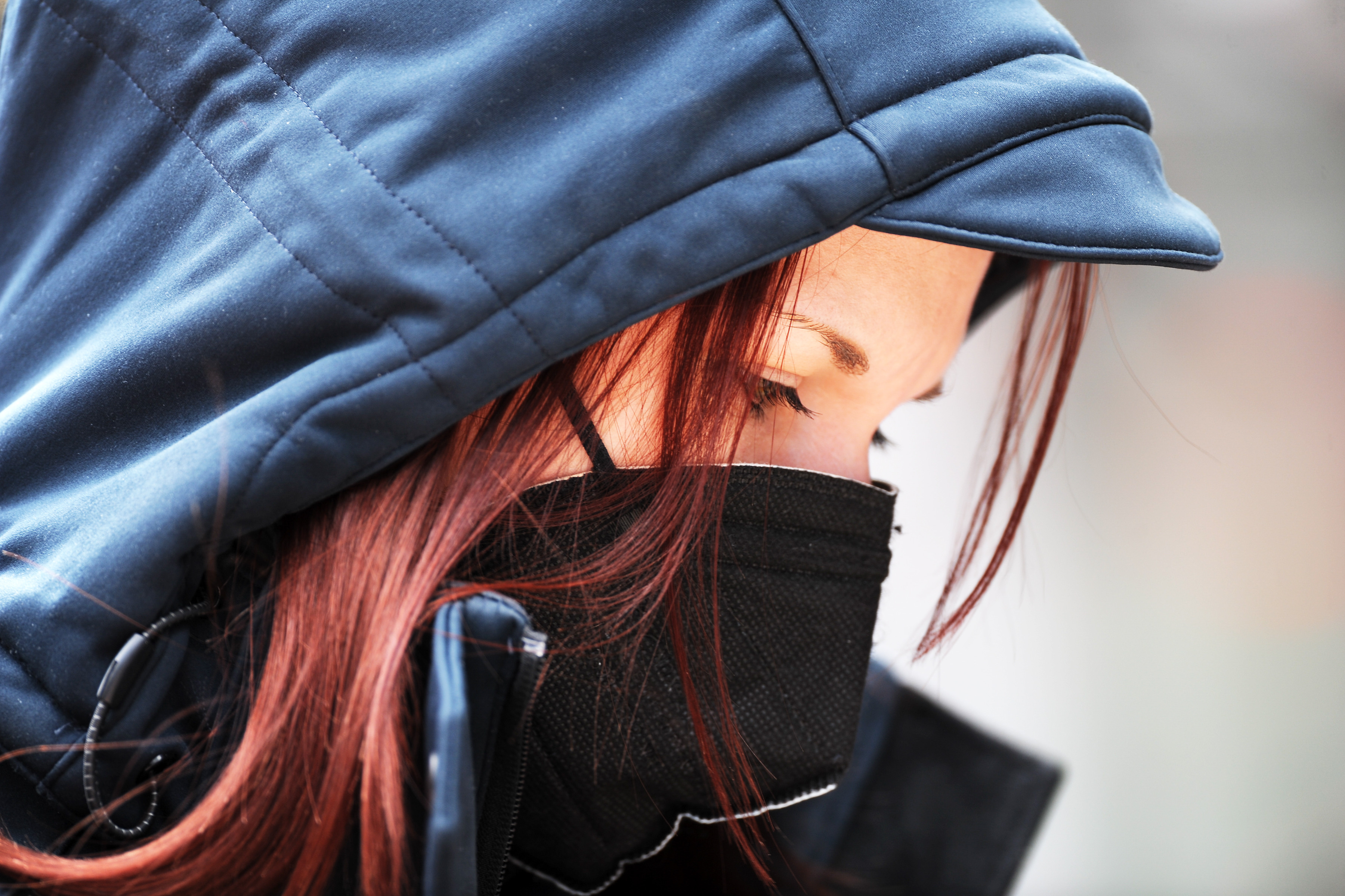 Close up of girl wearing face mask