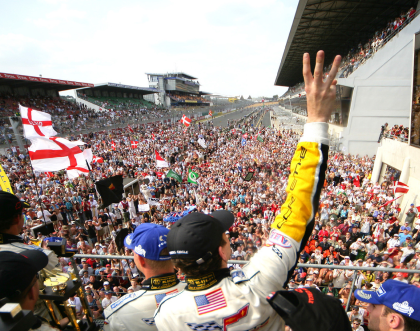 View from the Le Mans podium looking onto the crowd