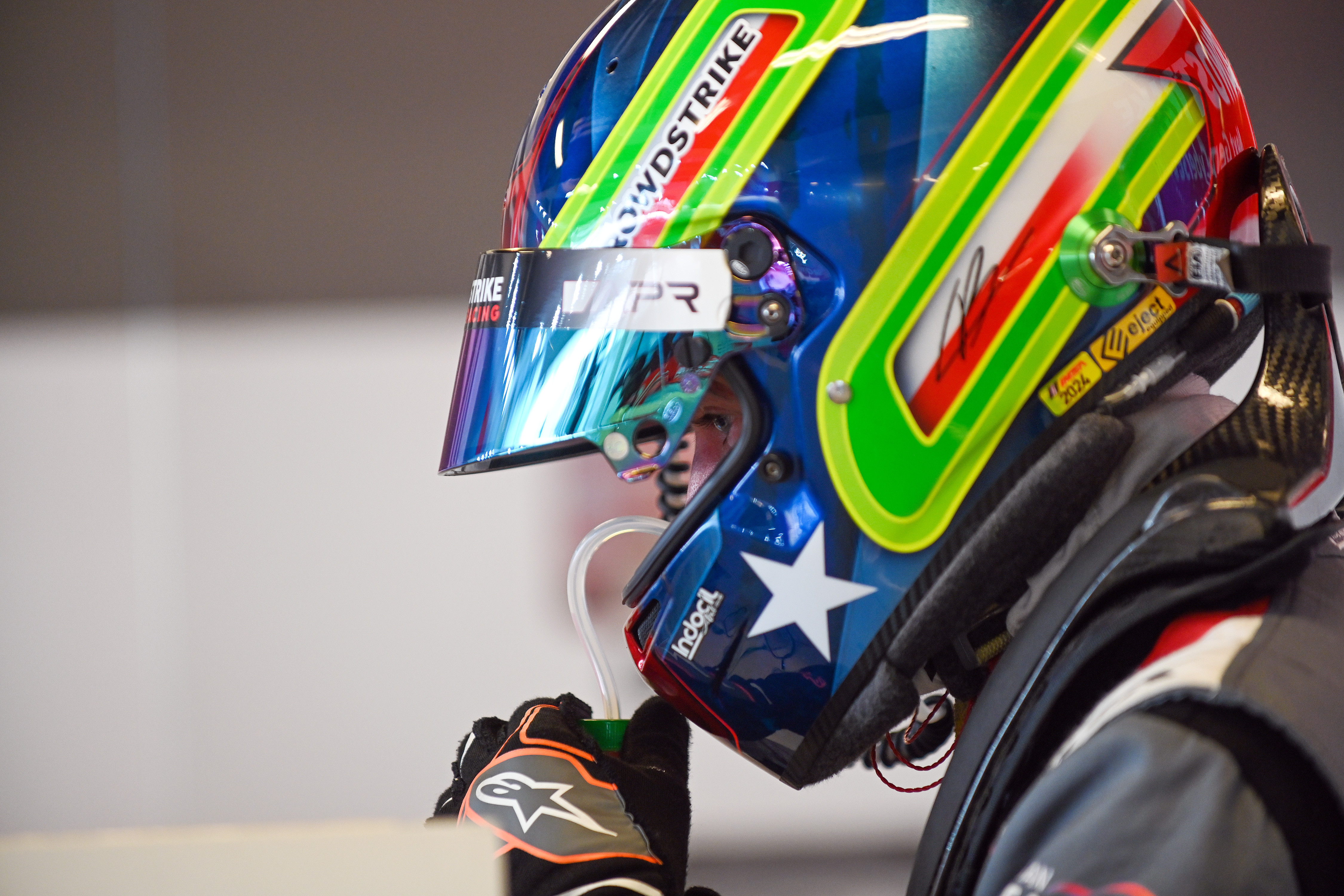 Colin Braun close up of his helmet