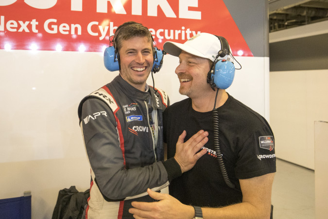 Colin Braun celebrating with team mate George